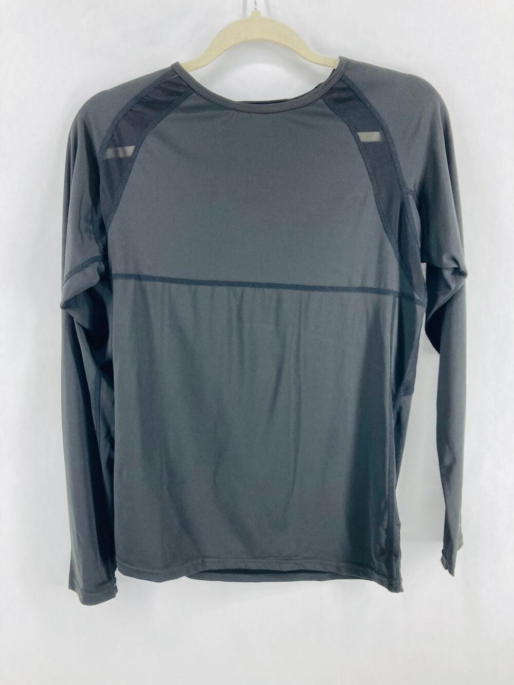 Gray & Sheer Black Mesh Long Sleeve Athletic T-Shirt Women's SIze Small